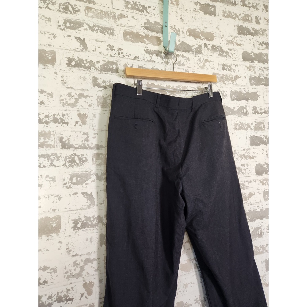 Brooks Brothers Stretch 100% Wool Dress Pants Men's 36x31 Dark Gray Pleated - Picture 6 of 16